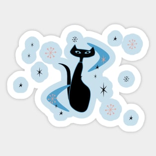 Mid Century Kitty Boomerang Art Sticker